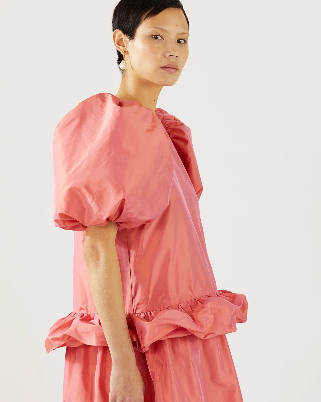 Daisy Dress Silk Taffeta Coral