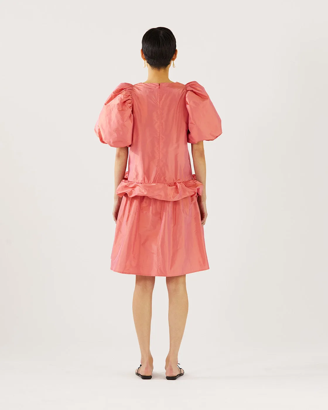 Daisy Dress Silk Taffeta Coral