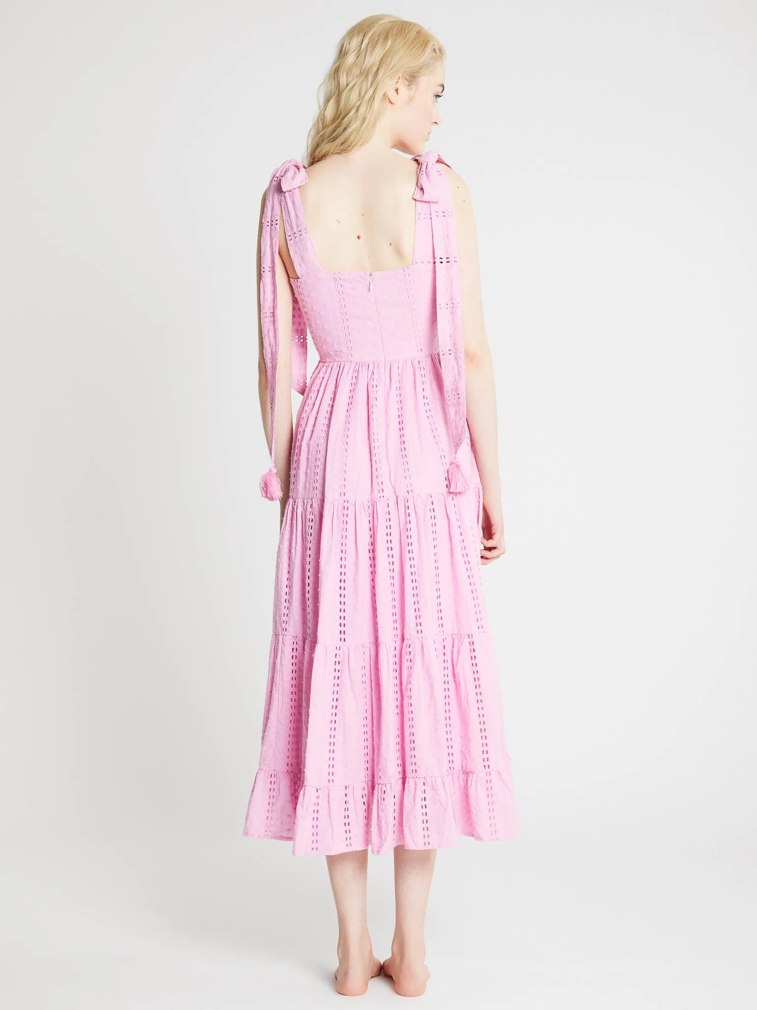 Daphne Dress in Bubblegum Polka Dot Eyelet