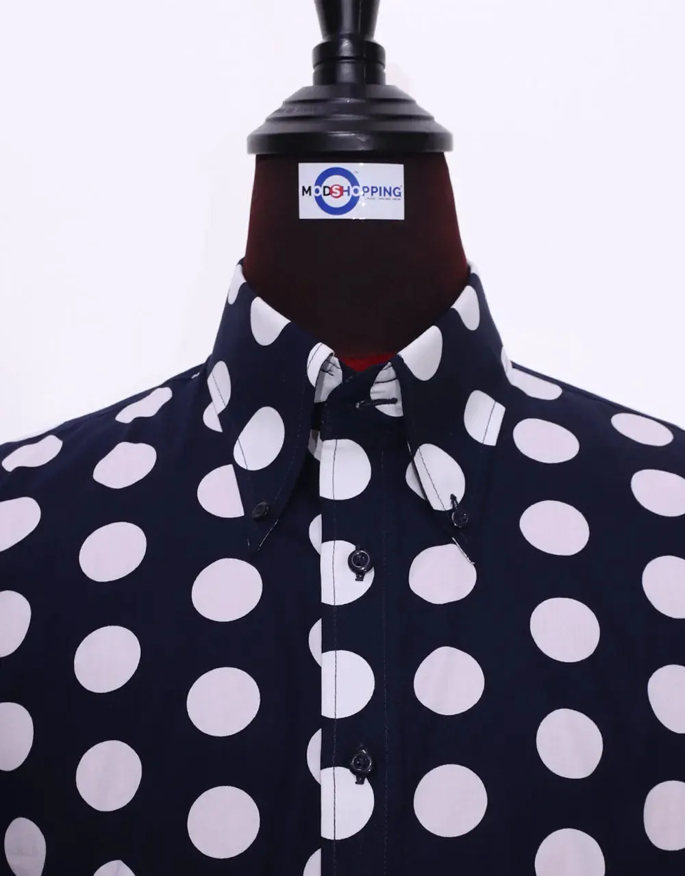 Dark Navy Blue Polka Dot Shirt