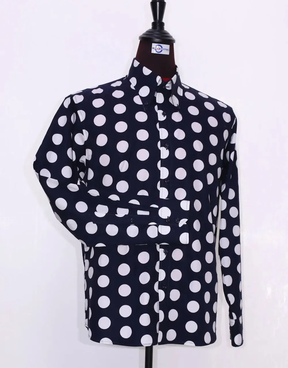 Dark Navy Blue Polka Dot Shirt