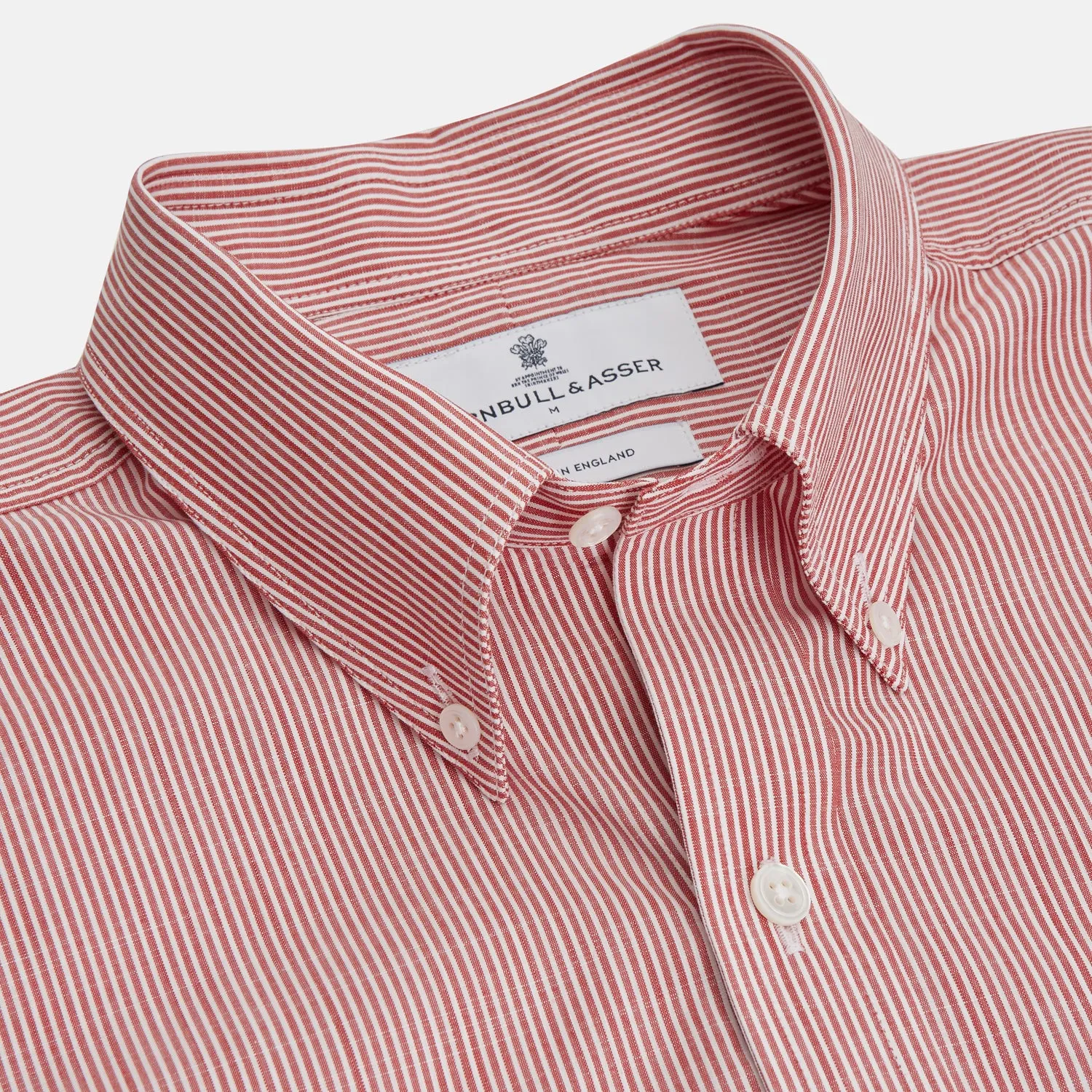 Dark Red Chambray Stripe Weekend Fit Shirt With Dorset Collar