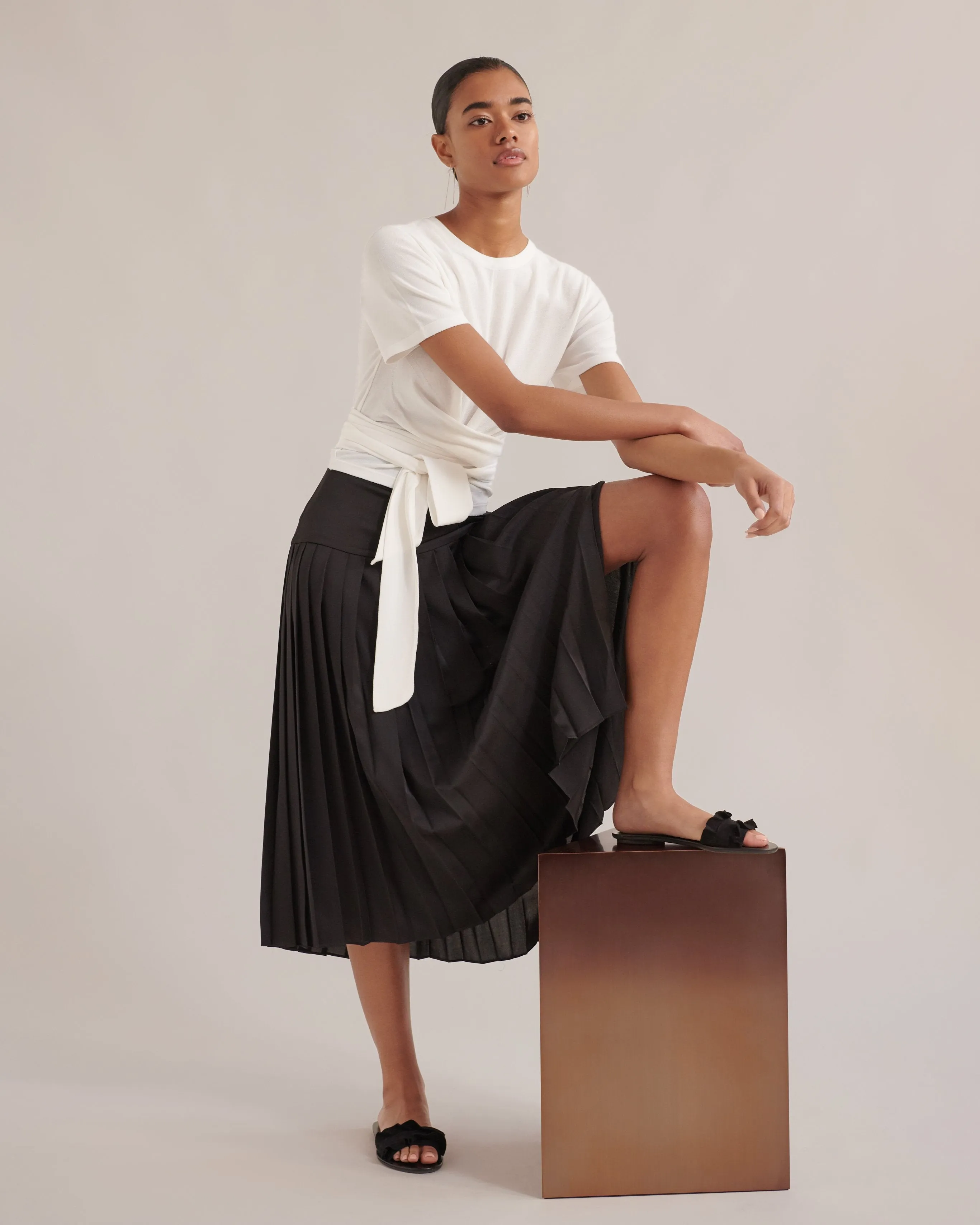 Delphine Pleated Silken Skirt