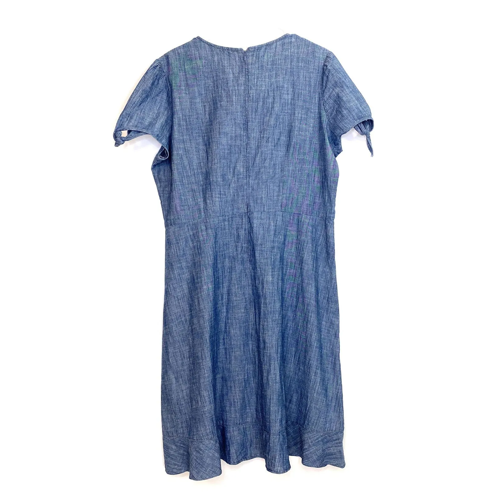 DownEast | Womens Ruffle Trim Tie-Sleeve Dress | Color: Blue | Size: XL | NWT