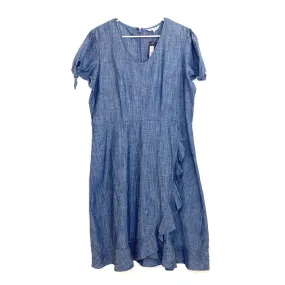 DownEast | Womens Ruffle Trim Tie-Sleeve Dress | Color: Blue | Size: XL | NWT