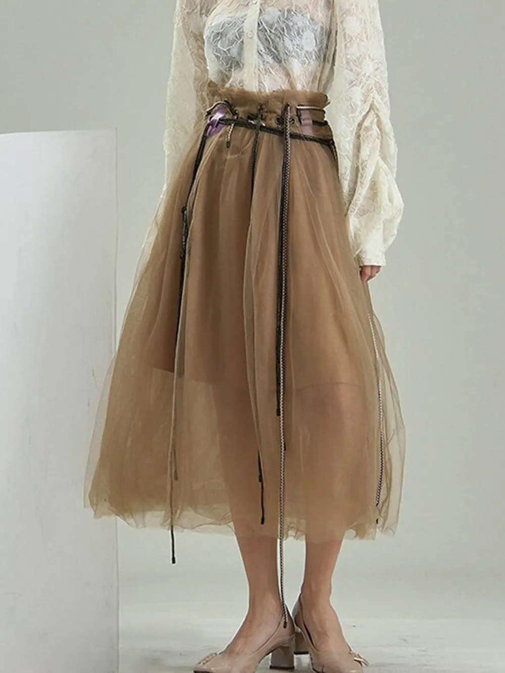 Drawstring Tulle Skirt