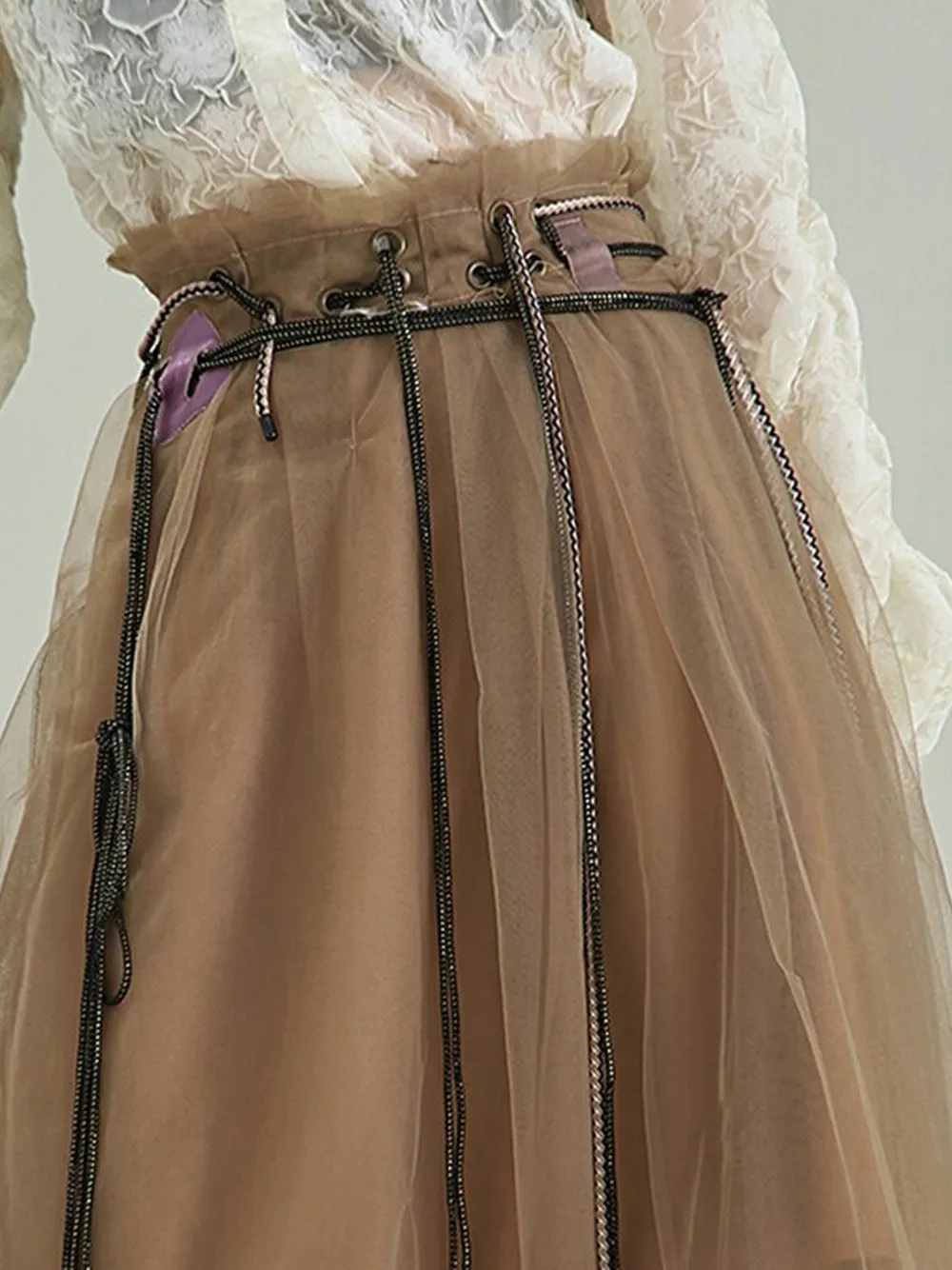 Drawstring Tulle Skirt