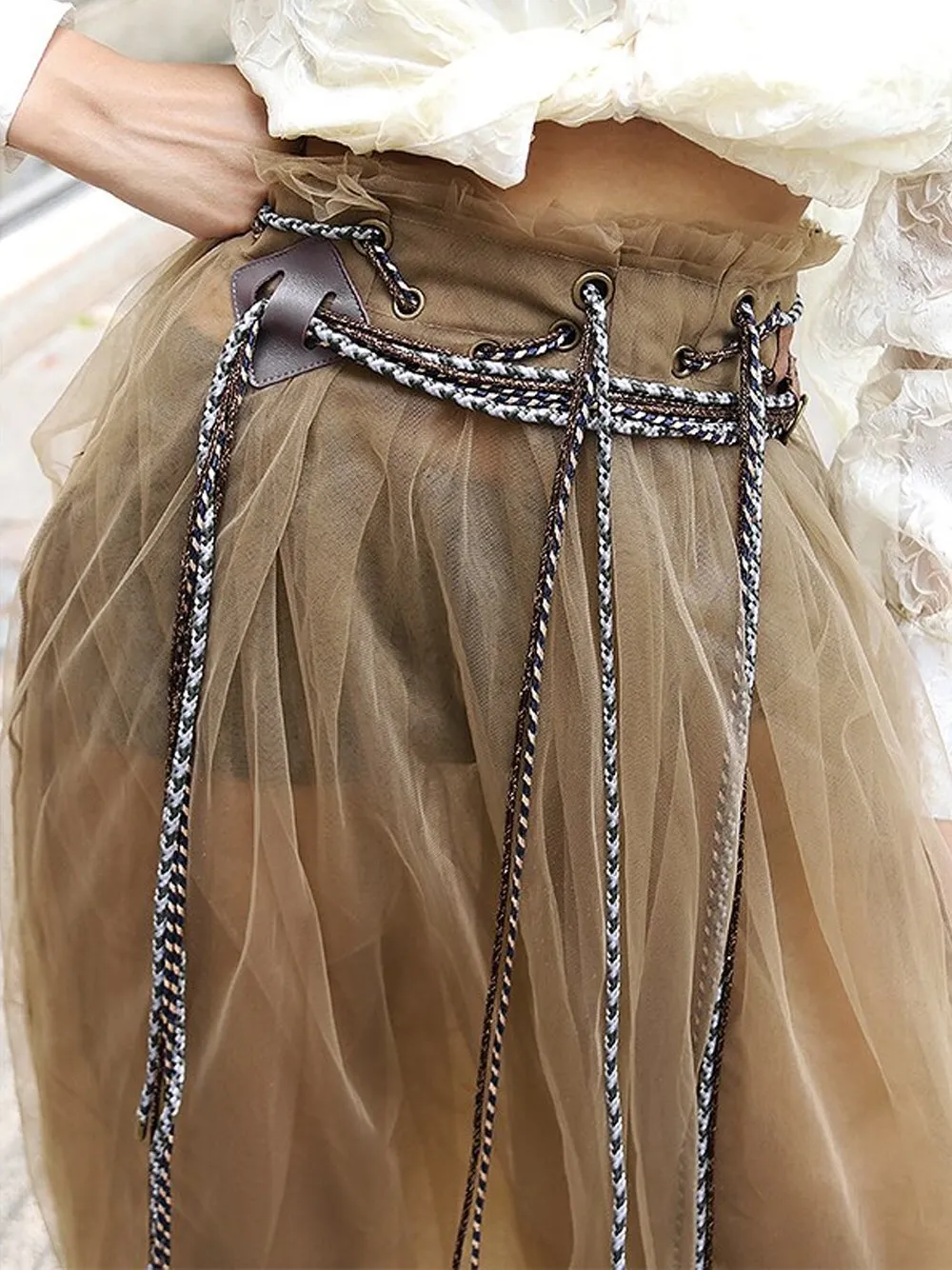 Drawstring Tulle Skirt