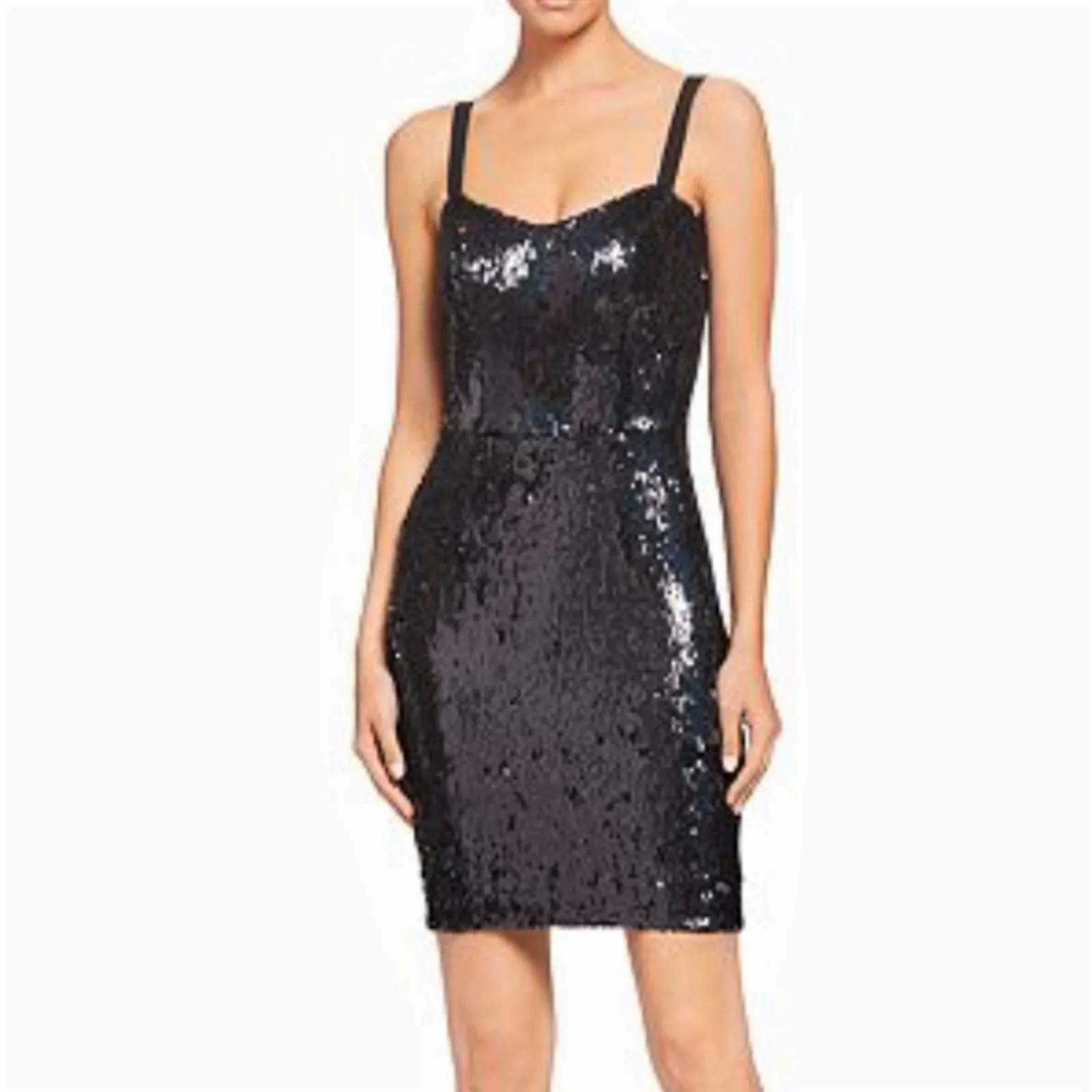 DRESS THE POPULATION Lindsay Sequin V-neck Sheath Mini Dress