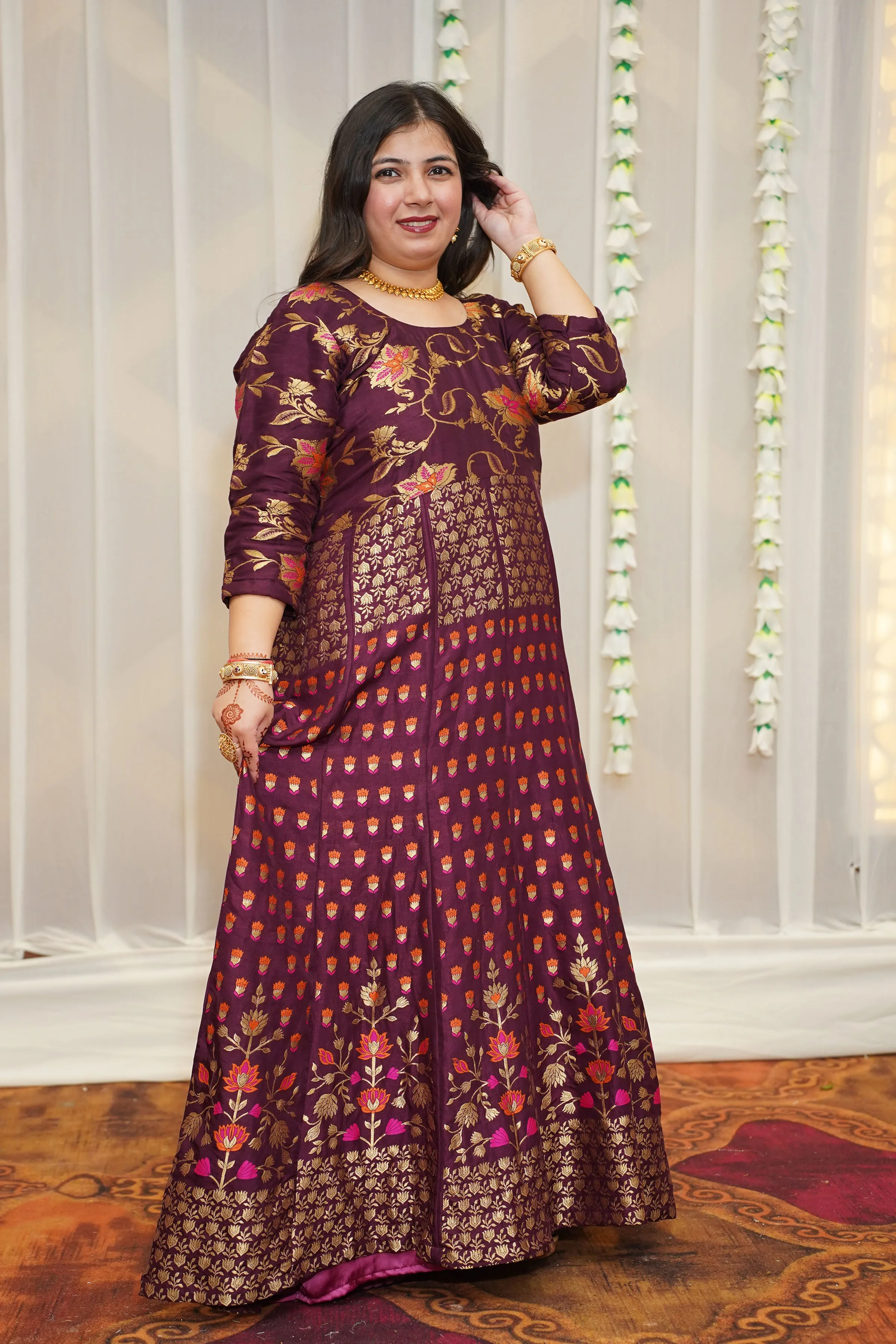 Elakshi Jacquard Silk Anarkali Dress