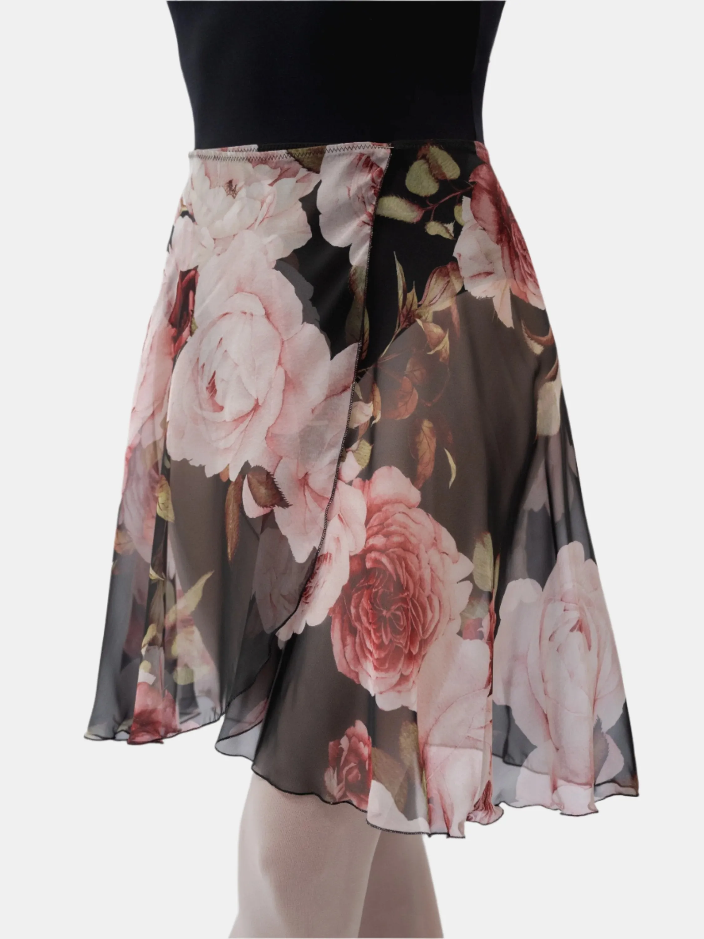 Floral Black Wrap Long Dance Skirt MP339