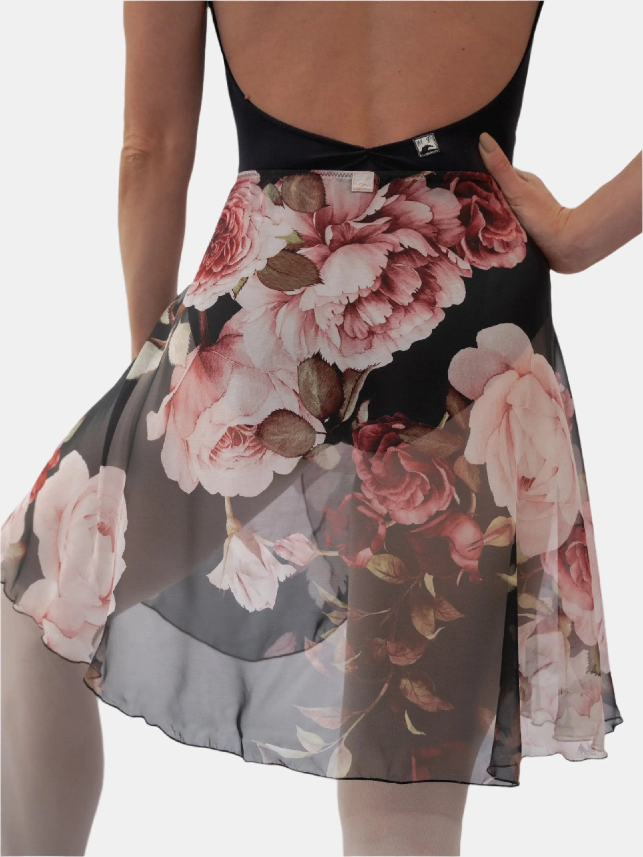 Floral Black Wrap Long Dance Skirt MP339