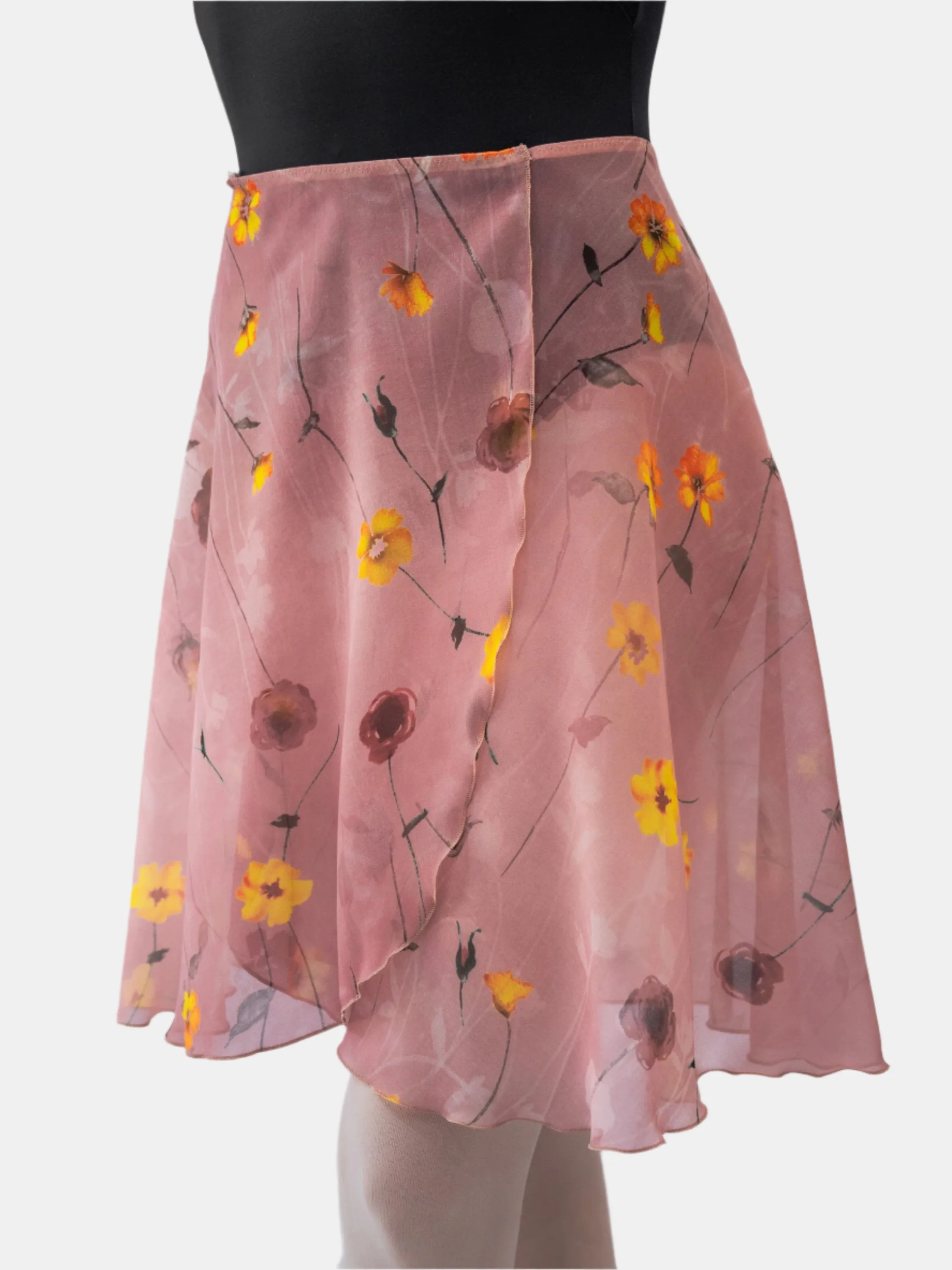 Floral Old Rose Wrap Long Dance Skirt MP339