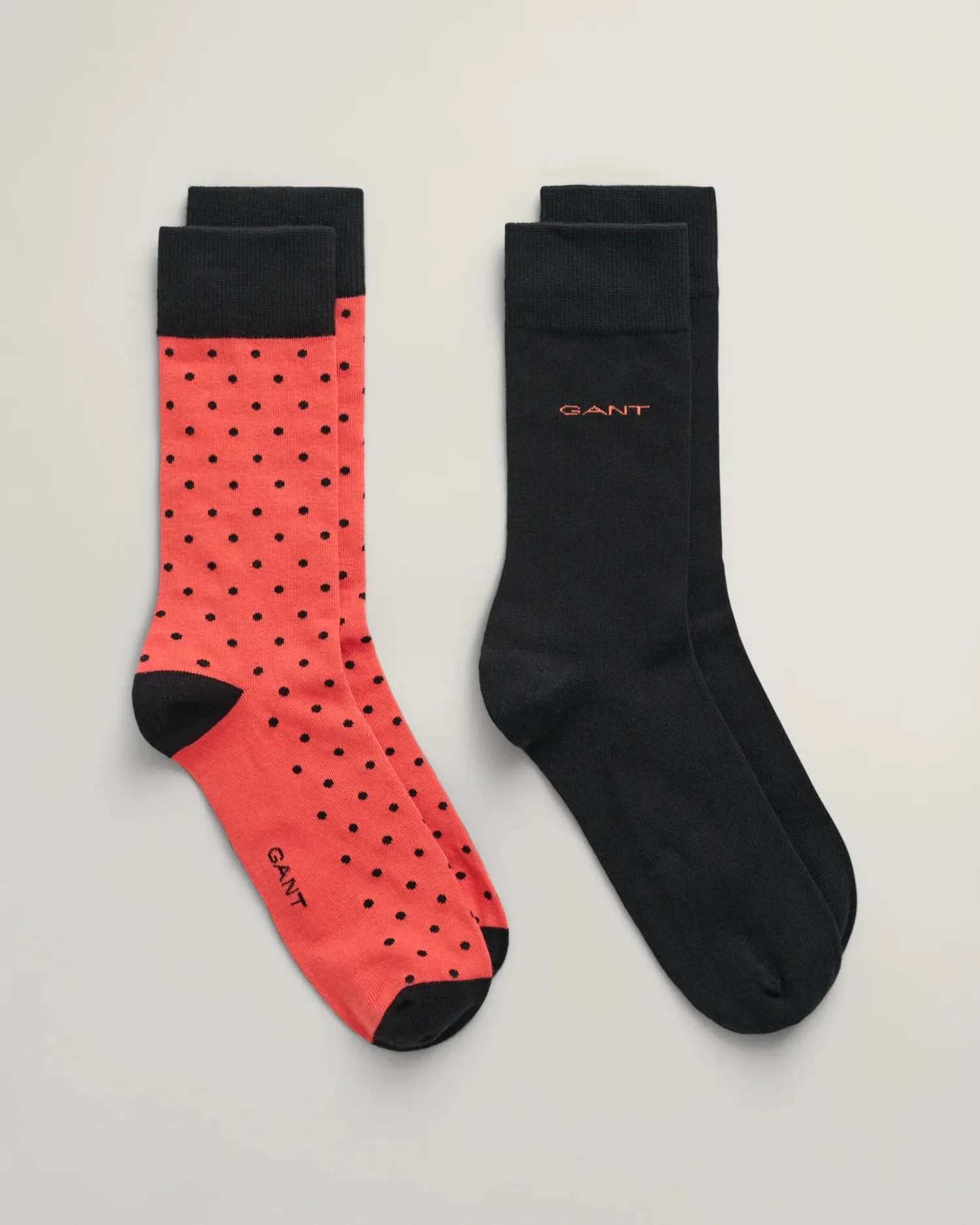 GANT - 2 Pack Socks - Dot and Solid - Sunset Pink and Black