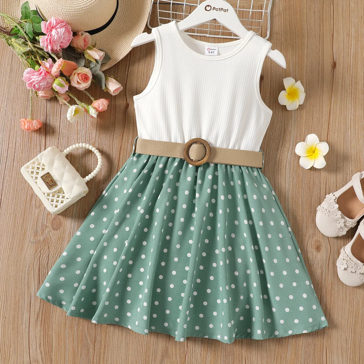 Girls Knee-Length Polka Dot Dress