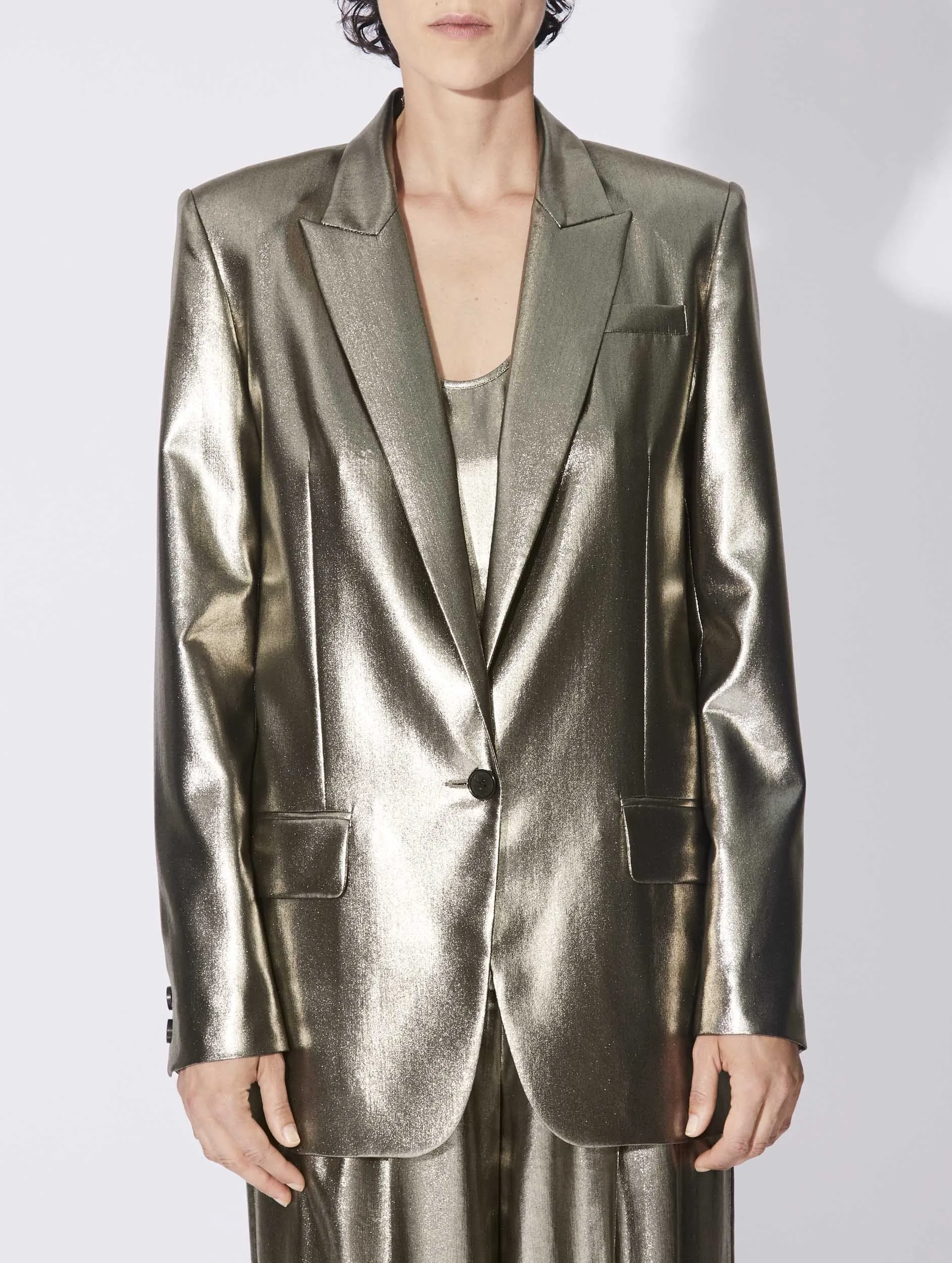 Gold lamé boyfriend suit jacket