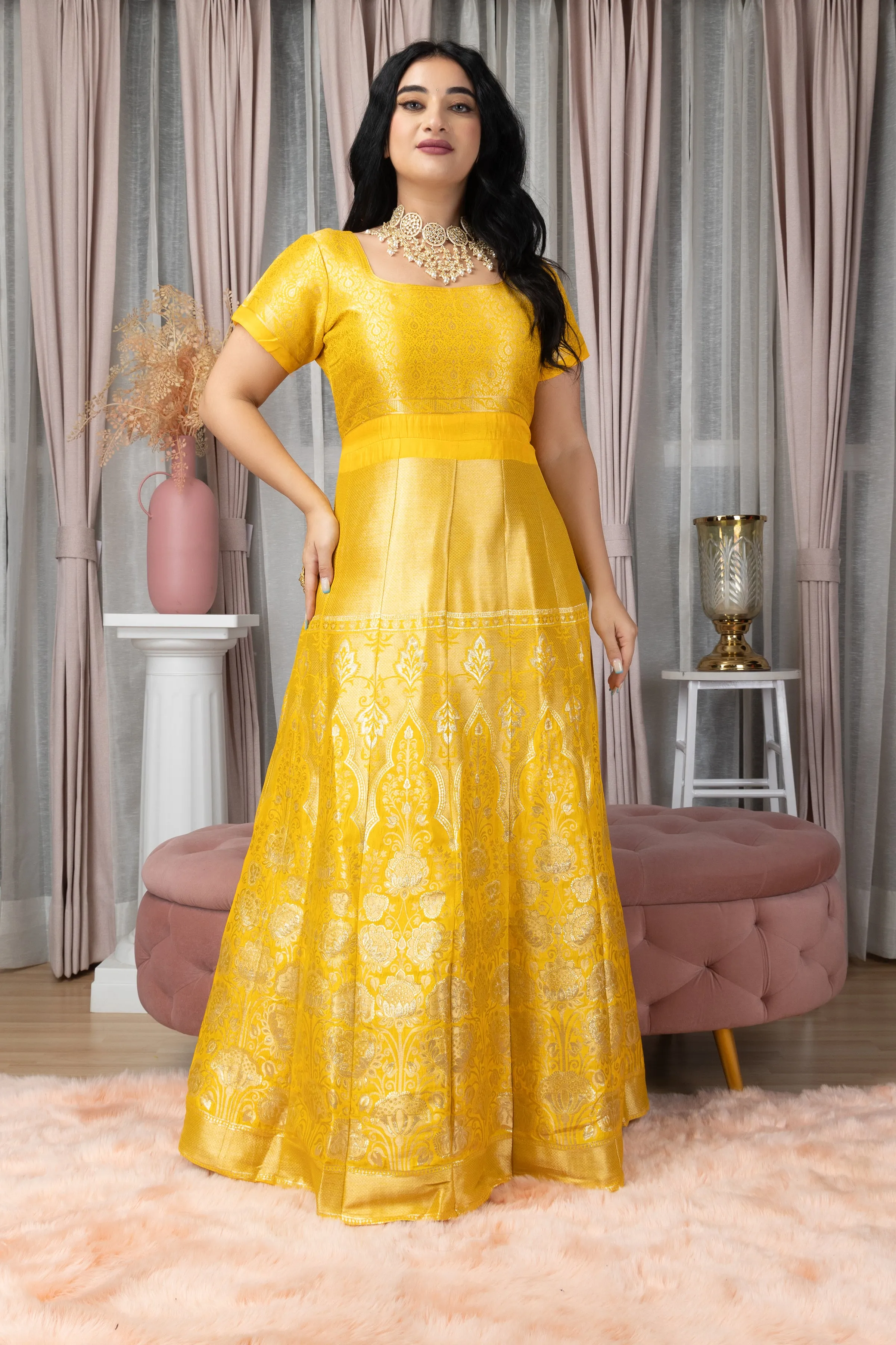 Gulmohar Sitara Banarasi Silk Dress