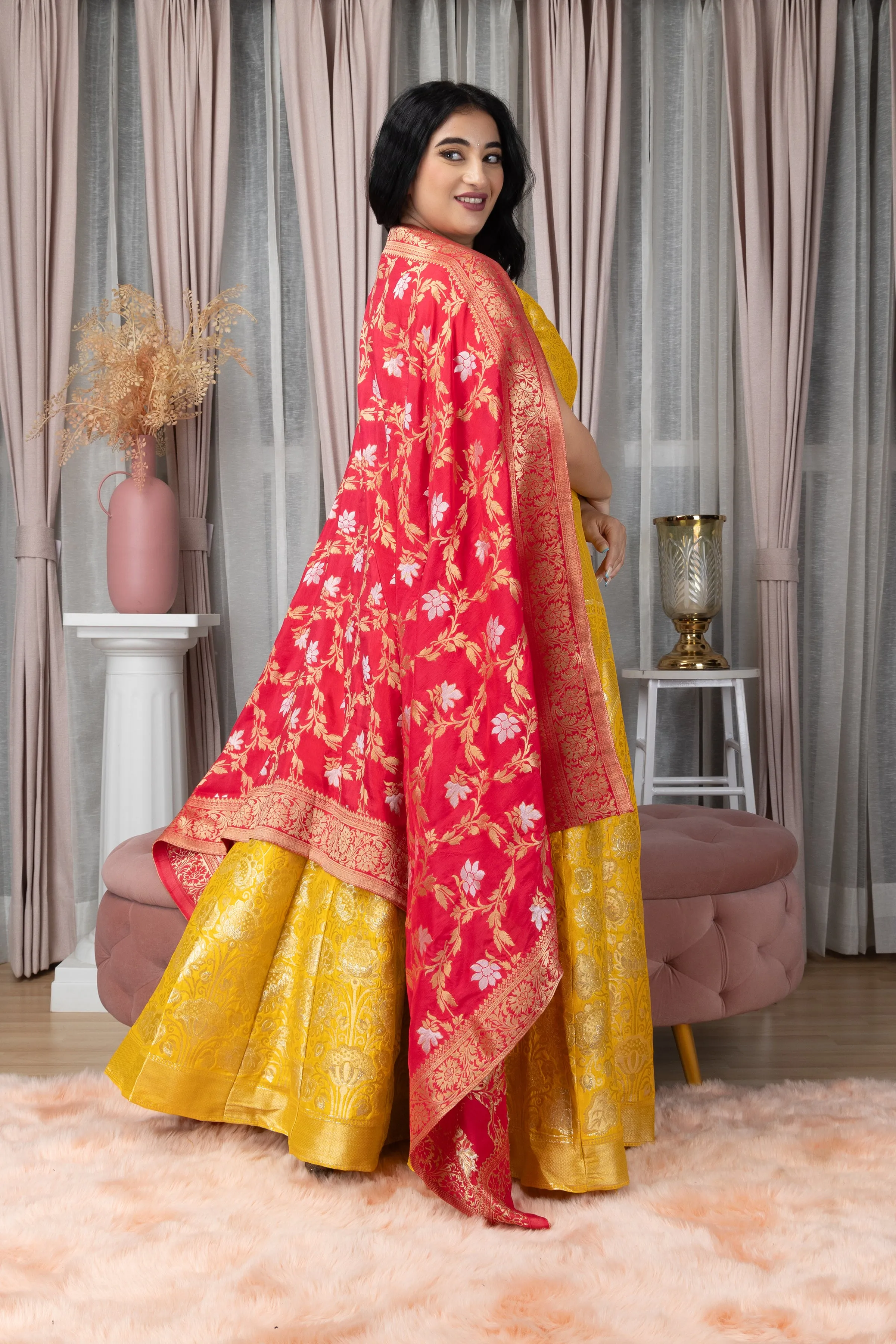 Gulmohar Sitara Banarasi Silk Dress