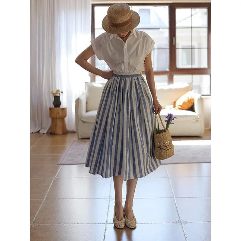 Iris Blue Cotton Swing Skirt