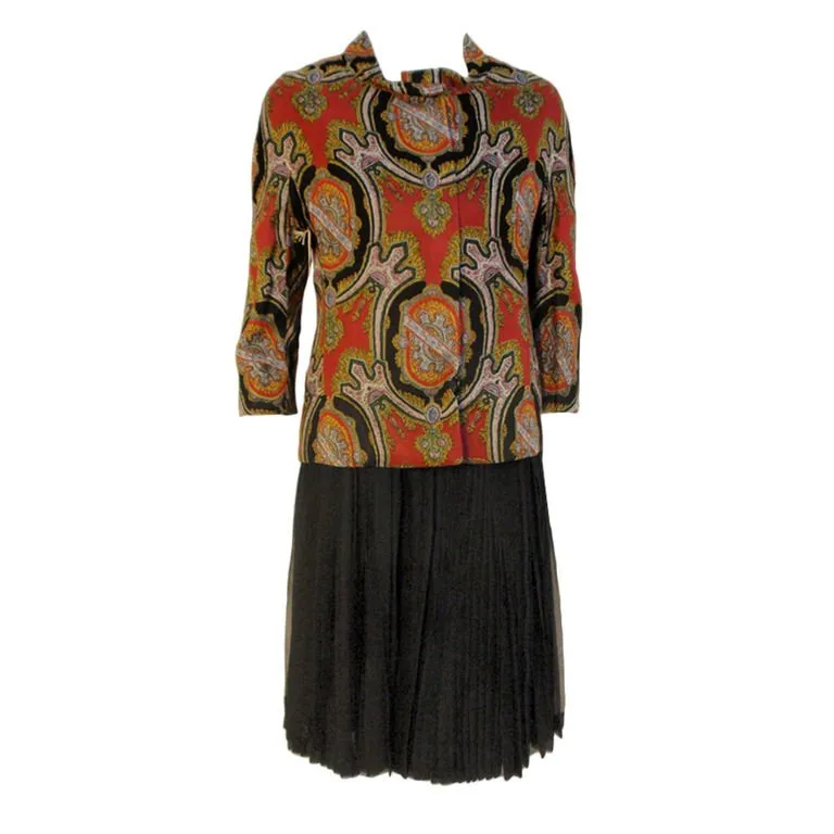 JAMES GALANOS 3 pc Jacket, Vest & Chiffon Skirt Set