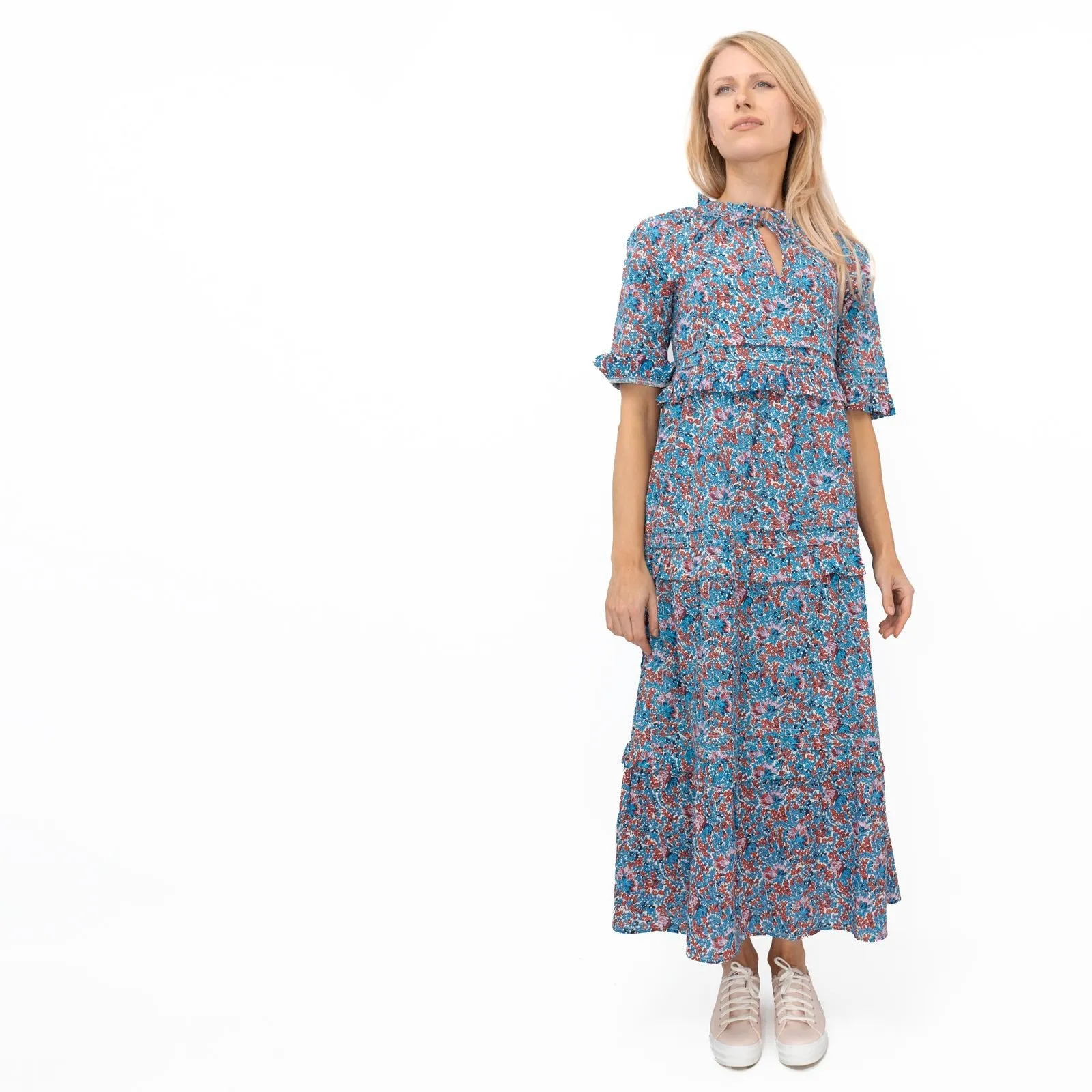 Joules Blue Floral Lia Midi Dress