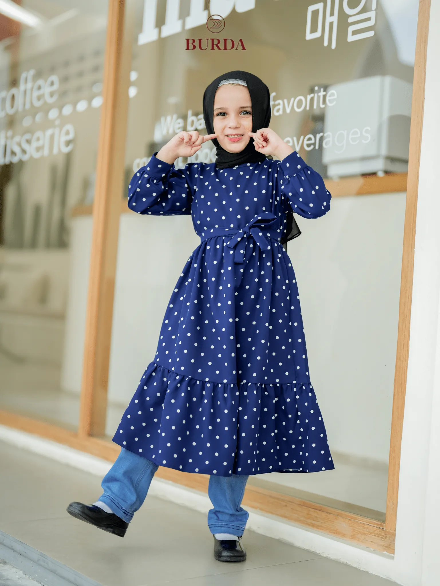 Kid's Navy Polka Dot Dress