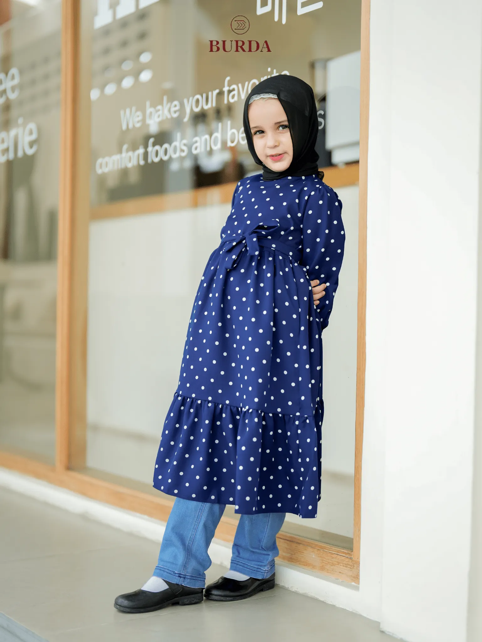 Kid's Navy Polka Dot Dress