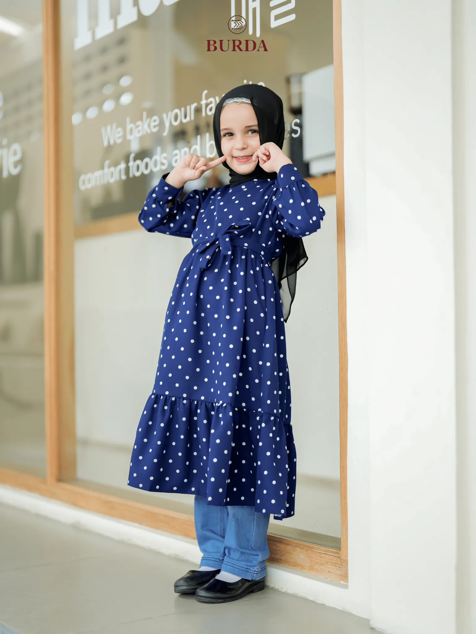 Kid's Navy Polka Dot Dress