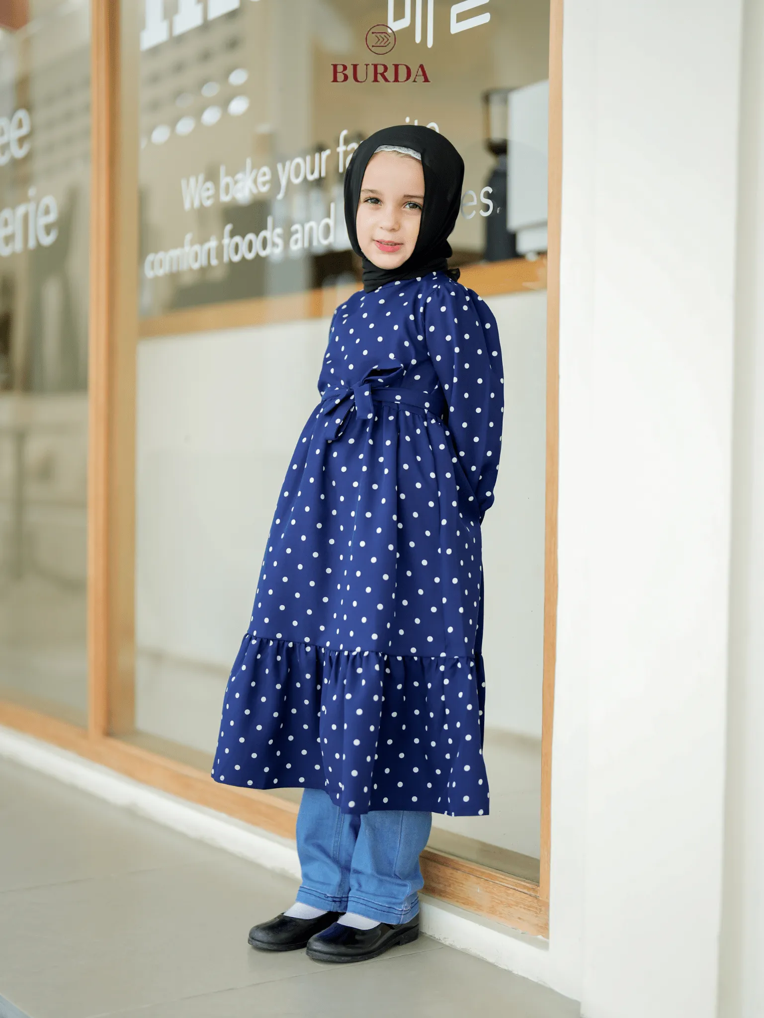 Kid's Navy Polka Dot Dress