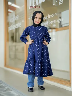 Kid's Navy Polka Dot Dress