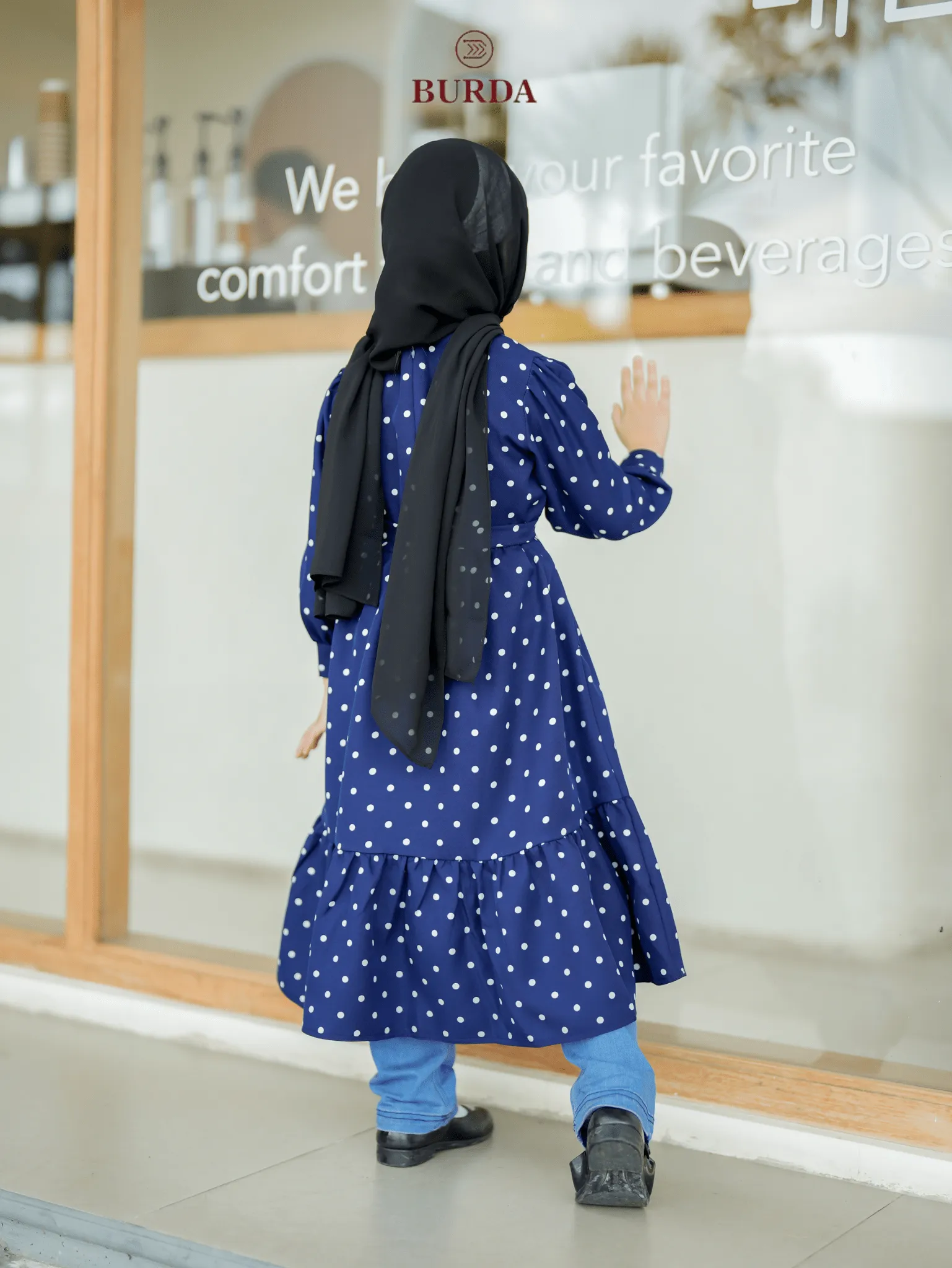 Kid's Navy Polka Dot Dress