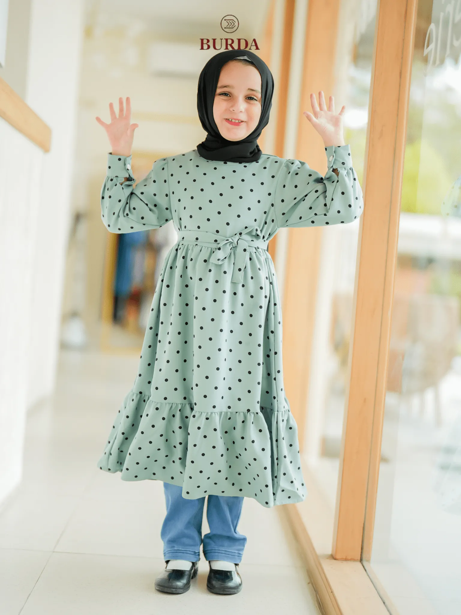 Kid's Turquoise Polka Dot Dress