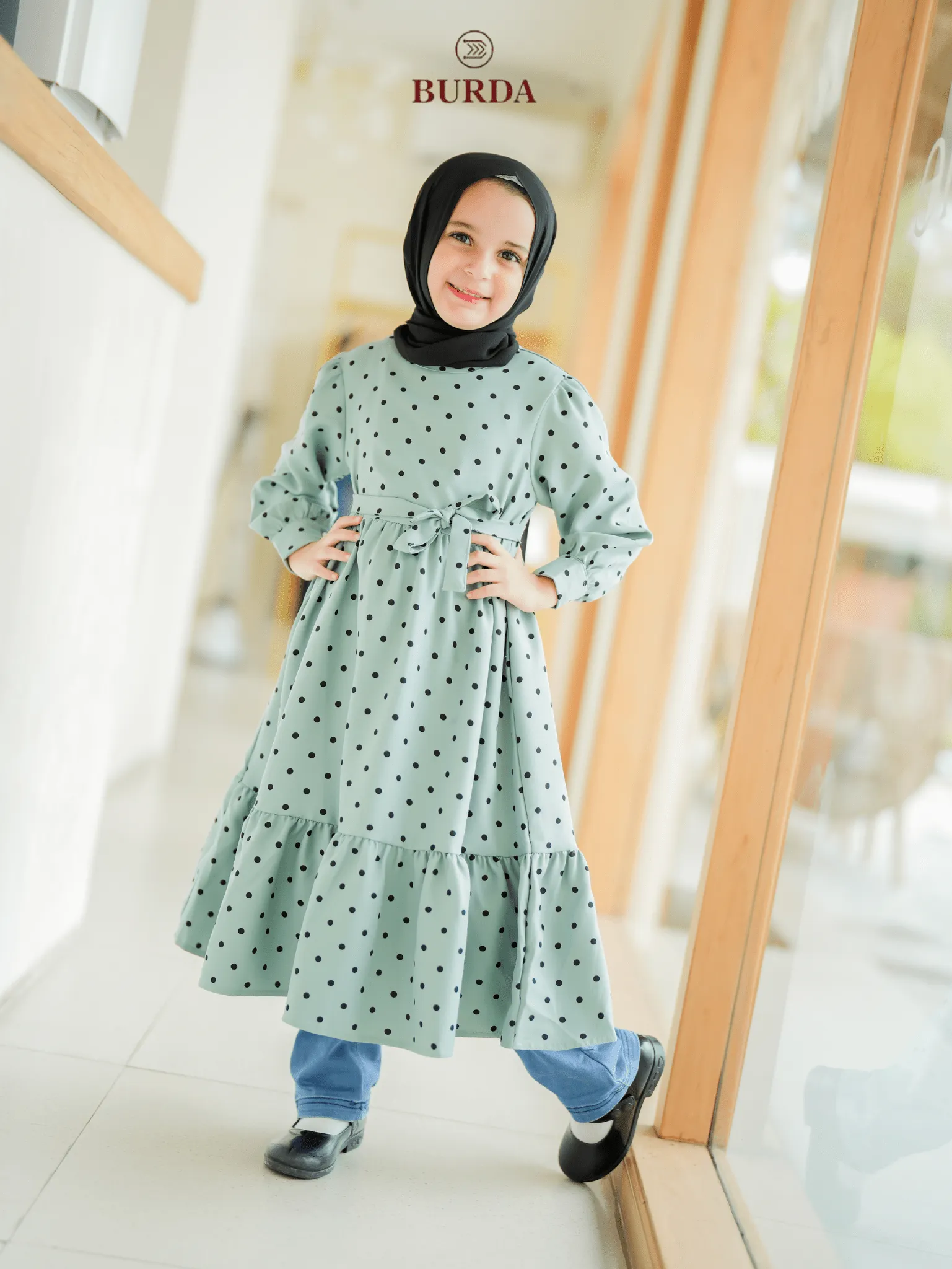 Kid's Turquoise Polka Dot Dress