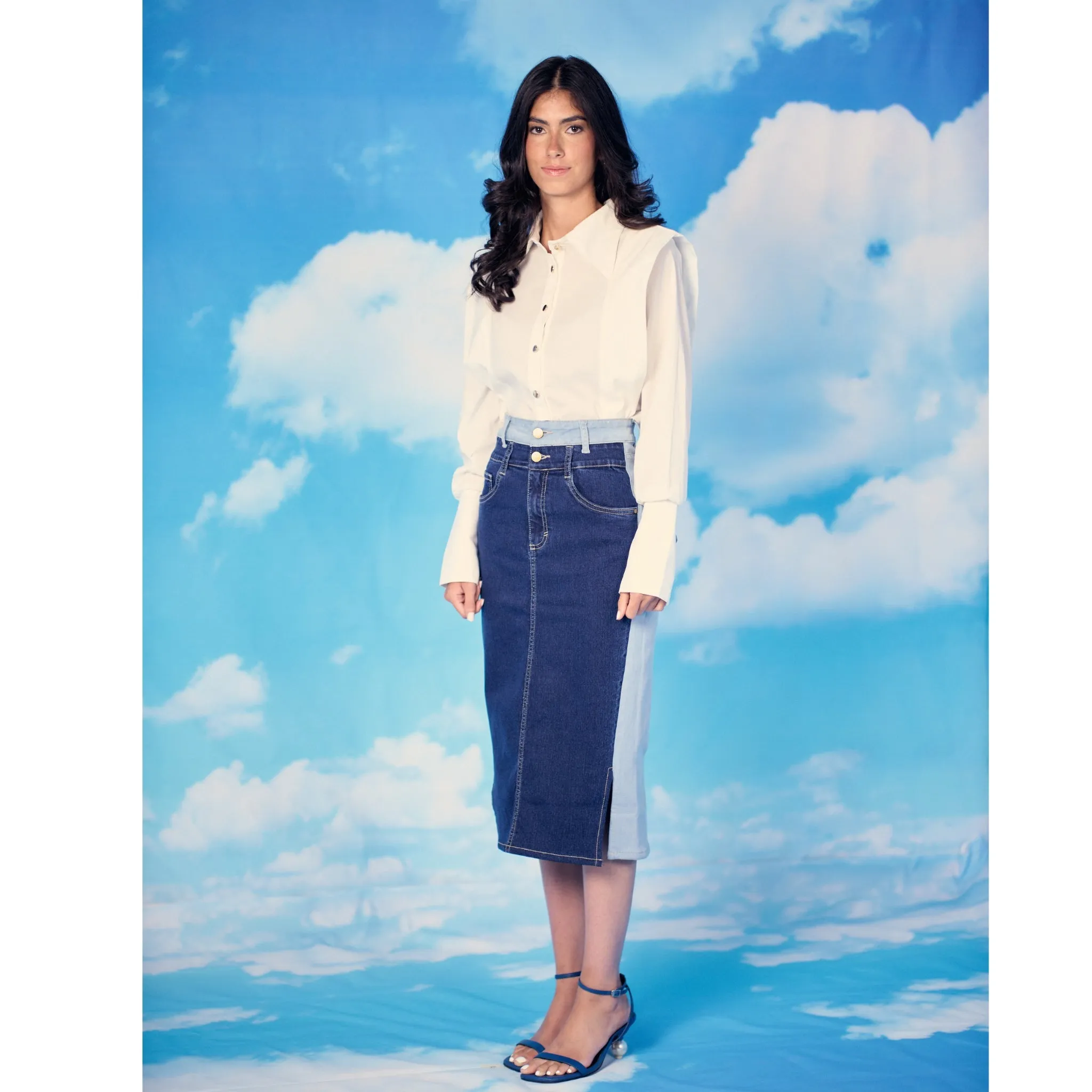 Leslie Double Button Jean Skirt by Gato