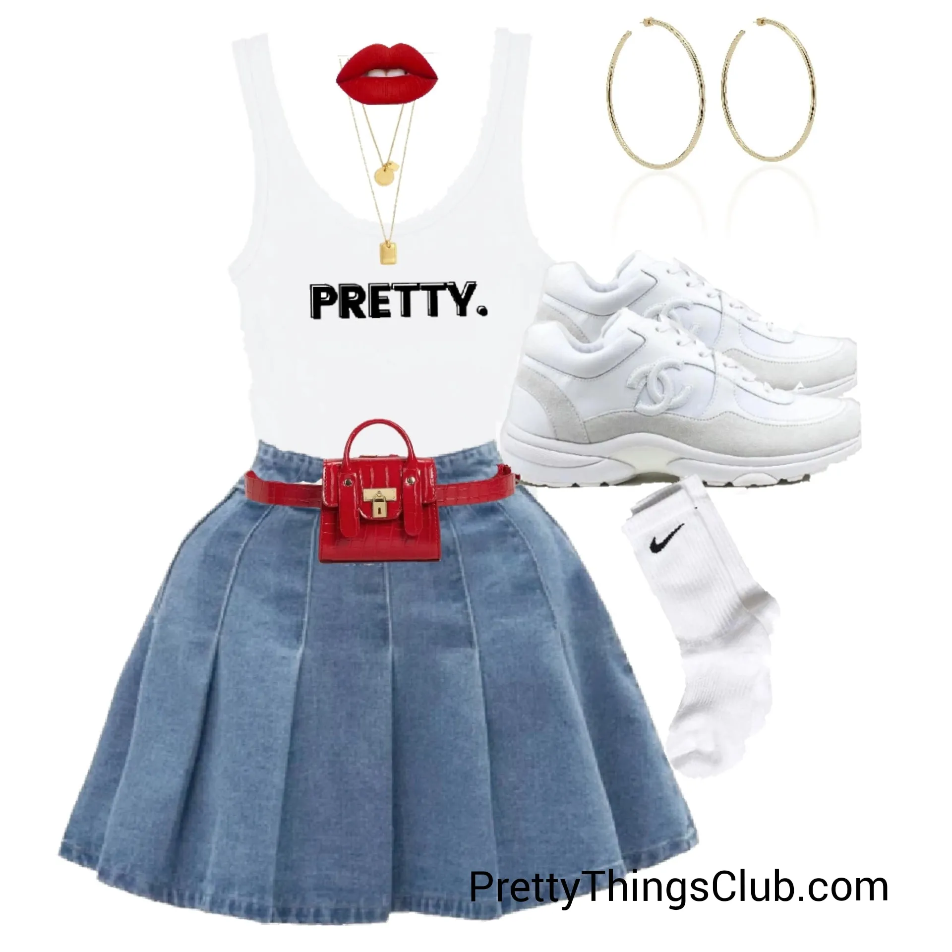 Lil' Sexy- Denim Pleated Tennis Skirt