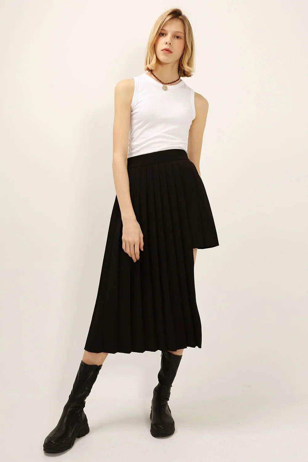 Logan Asymmetric Pleated Skirt