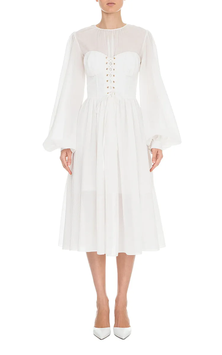 Long Sleeve Cotton Corset Dress