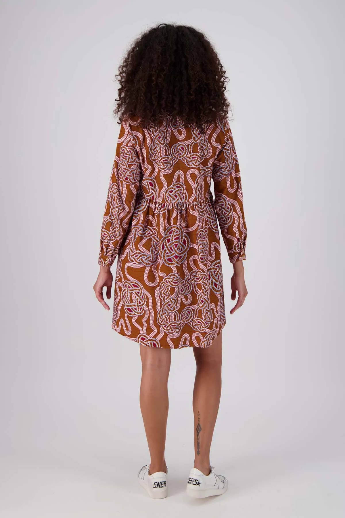 Loveknots Tunic Dress Caramel in Fine Cord