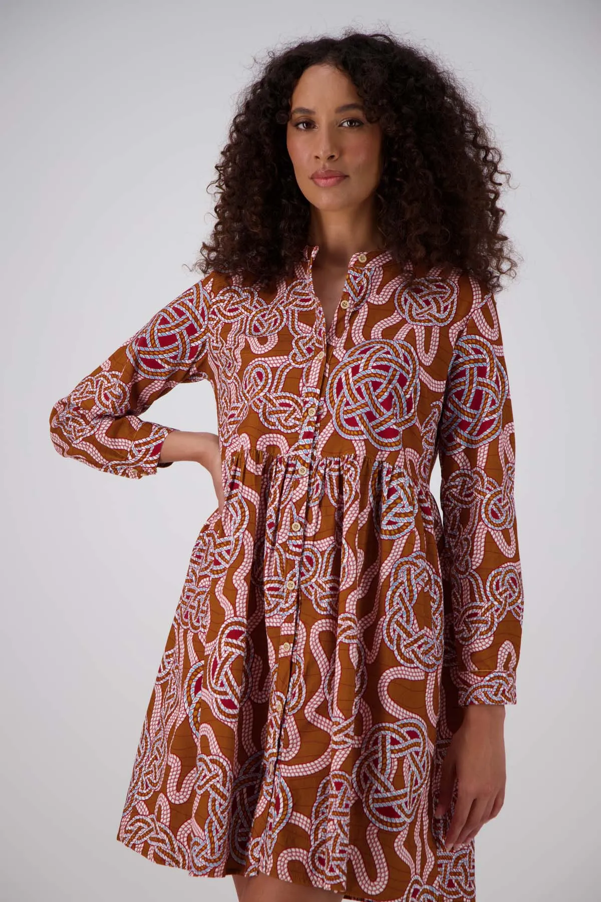 Loveknots Tunic Dress Caramel in Fine Cord