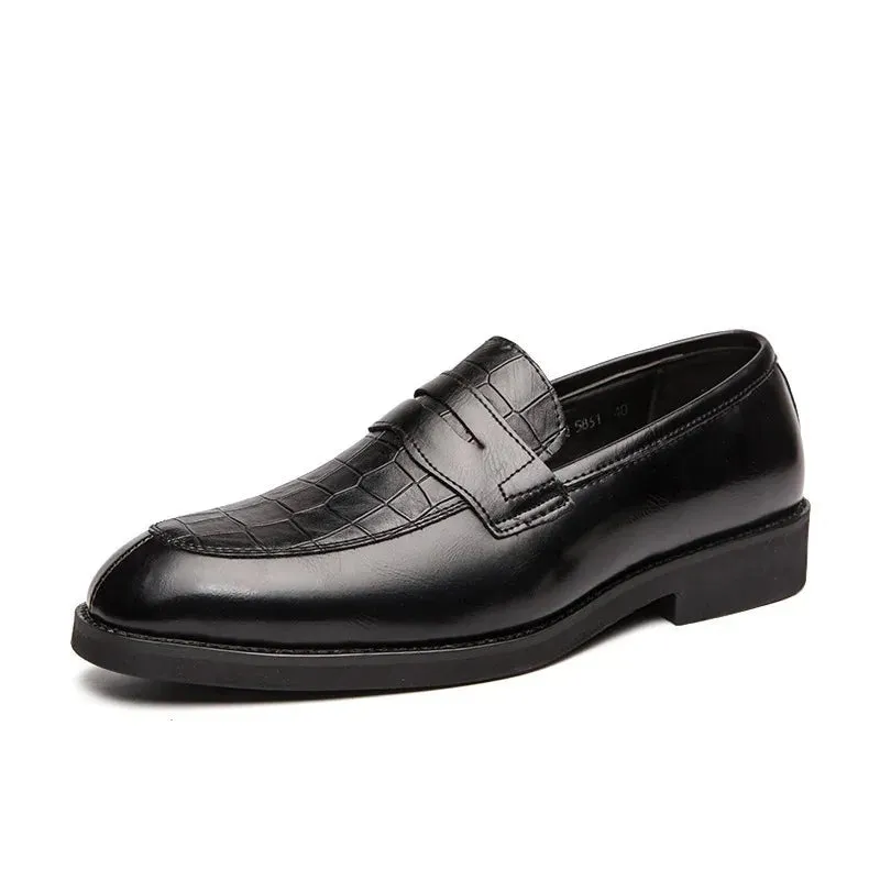 Men's Premium Leather Slip-On Dress Shoes - Stylish & Comfortable