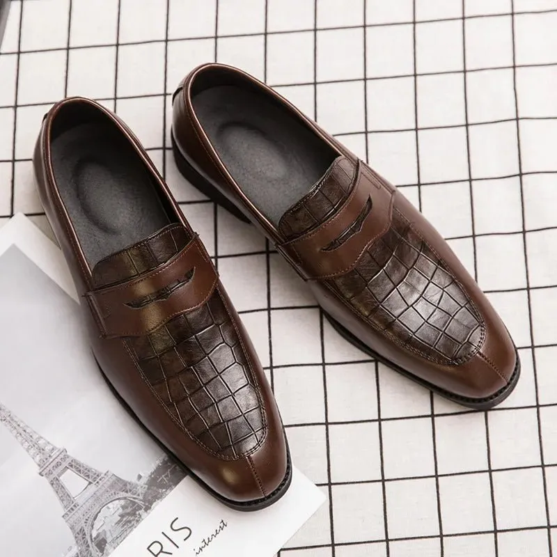 Men's Premium Leather Slip-On Dress Shoes - Stylish & Comfortable