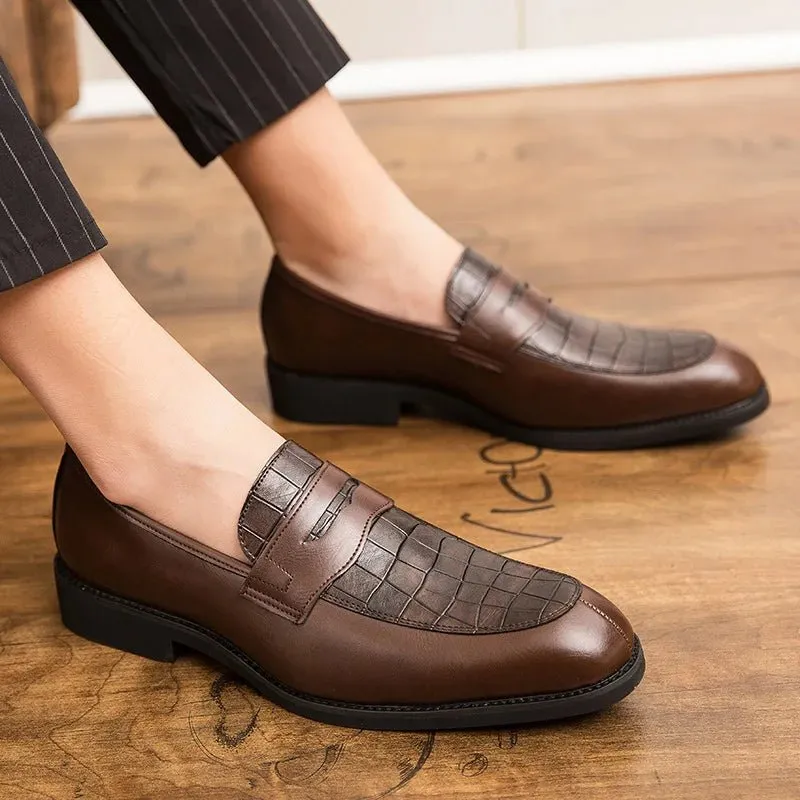 Men's Premium Leather Slip-On Dress Shoes - Stylish & Comfortable