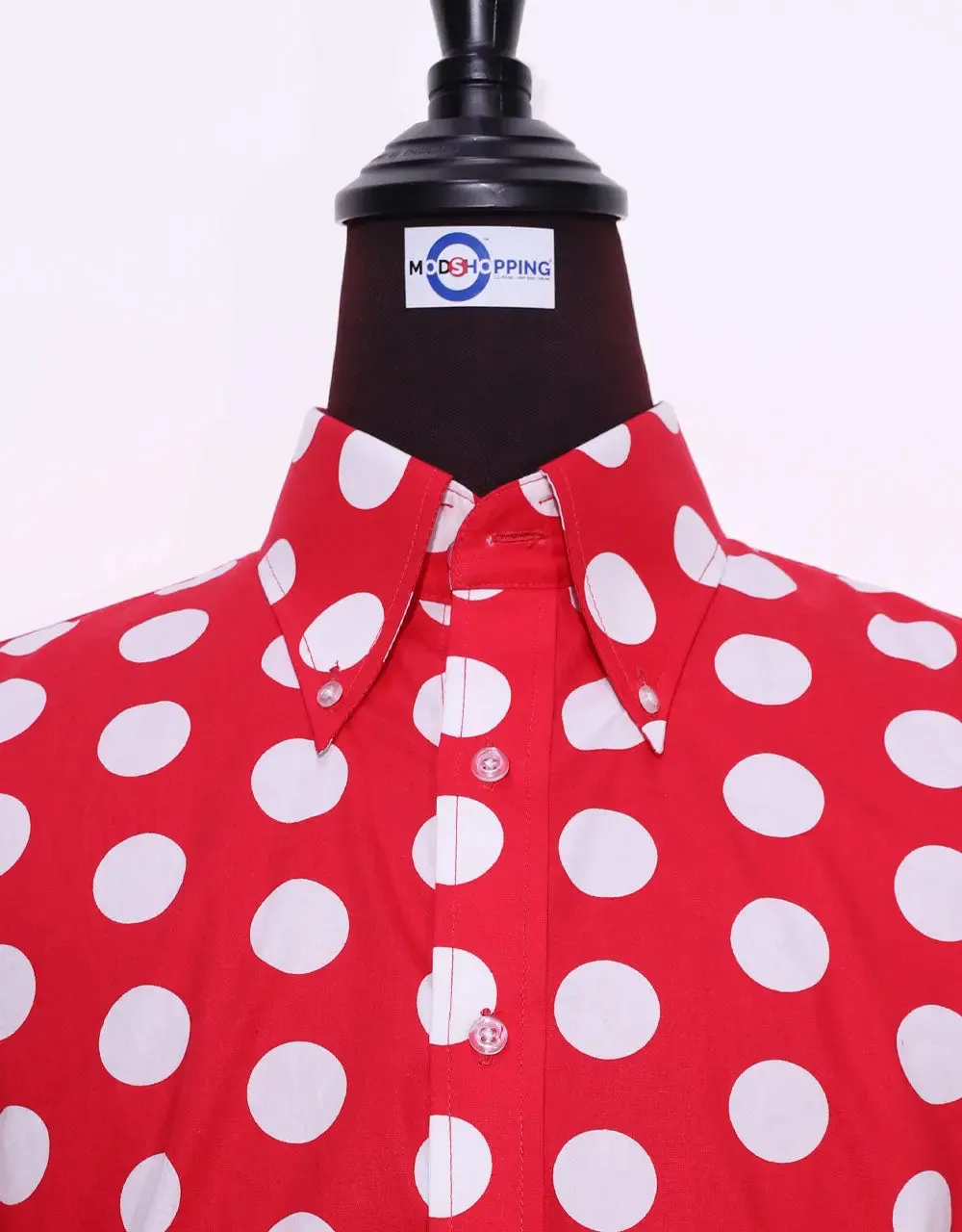 Mod Shirt | Large Red Polka Dot Shirt For Men