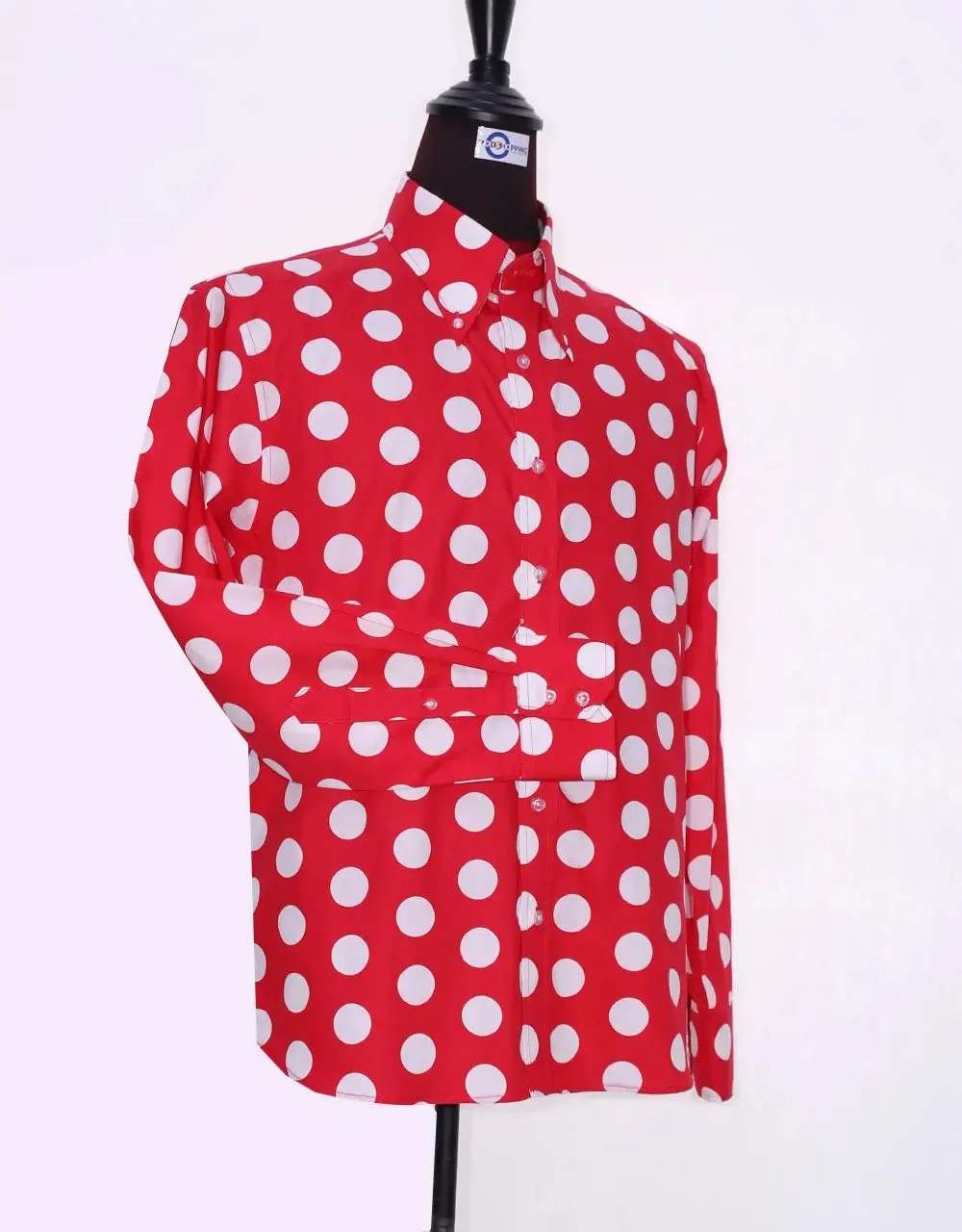 Mod Shirt | Large Red Polka Dot Shirt For Men