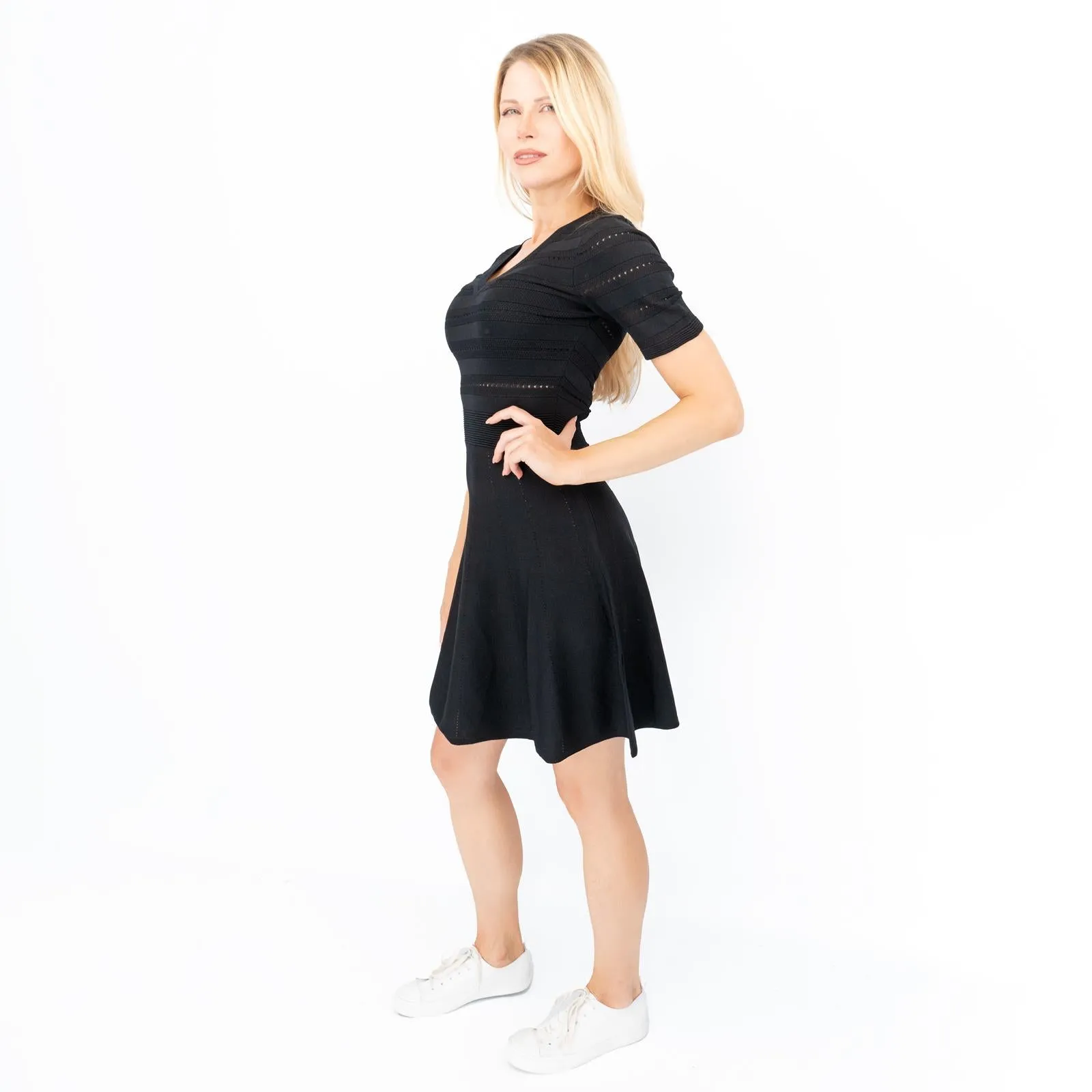 NAF NAF Womens Black Crochet Dress