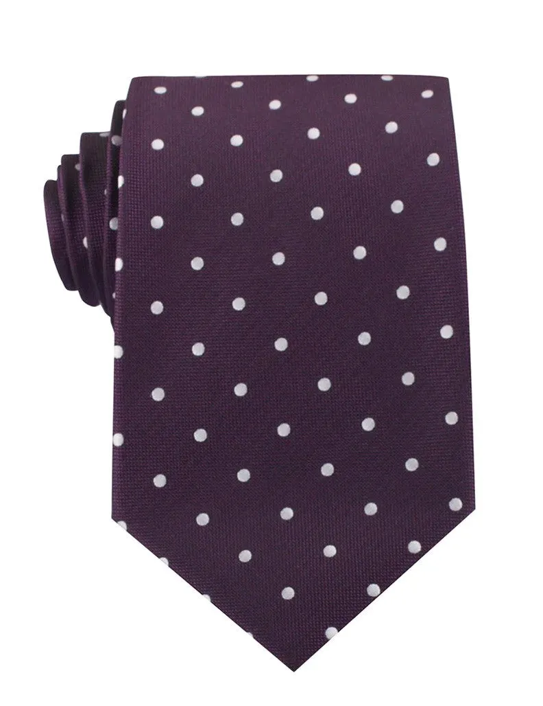 Nailhead Polka Dot Tie - Plum with White