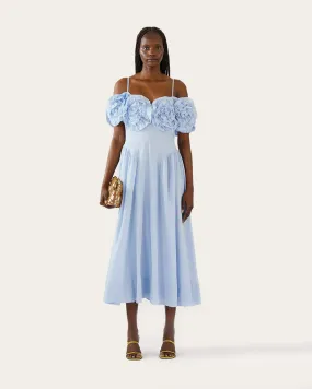 Ophelia Dress Pleated Cotton Blue