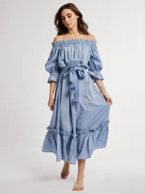 Paloma Dress in Chambray Polka Dot