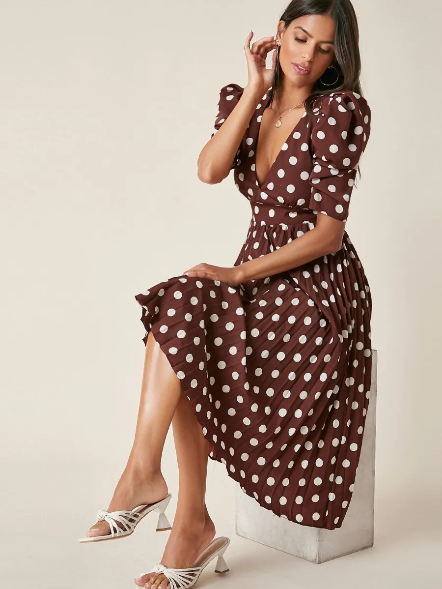 Polka-dot Tie-back Dress