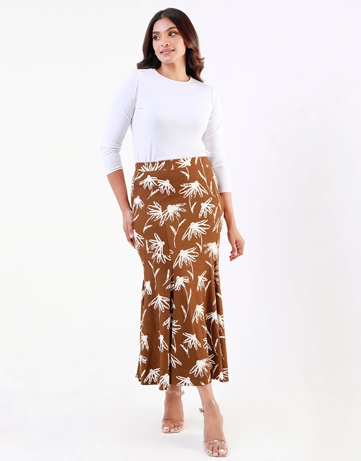 Printed 6psc Fishtail Skirt